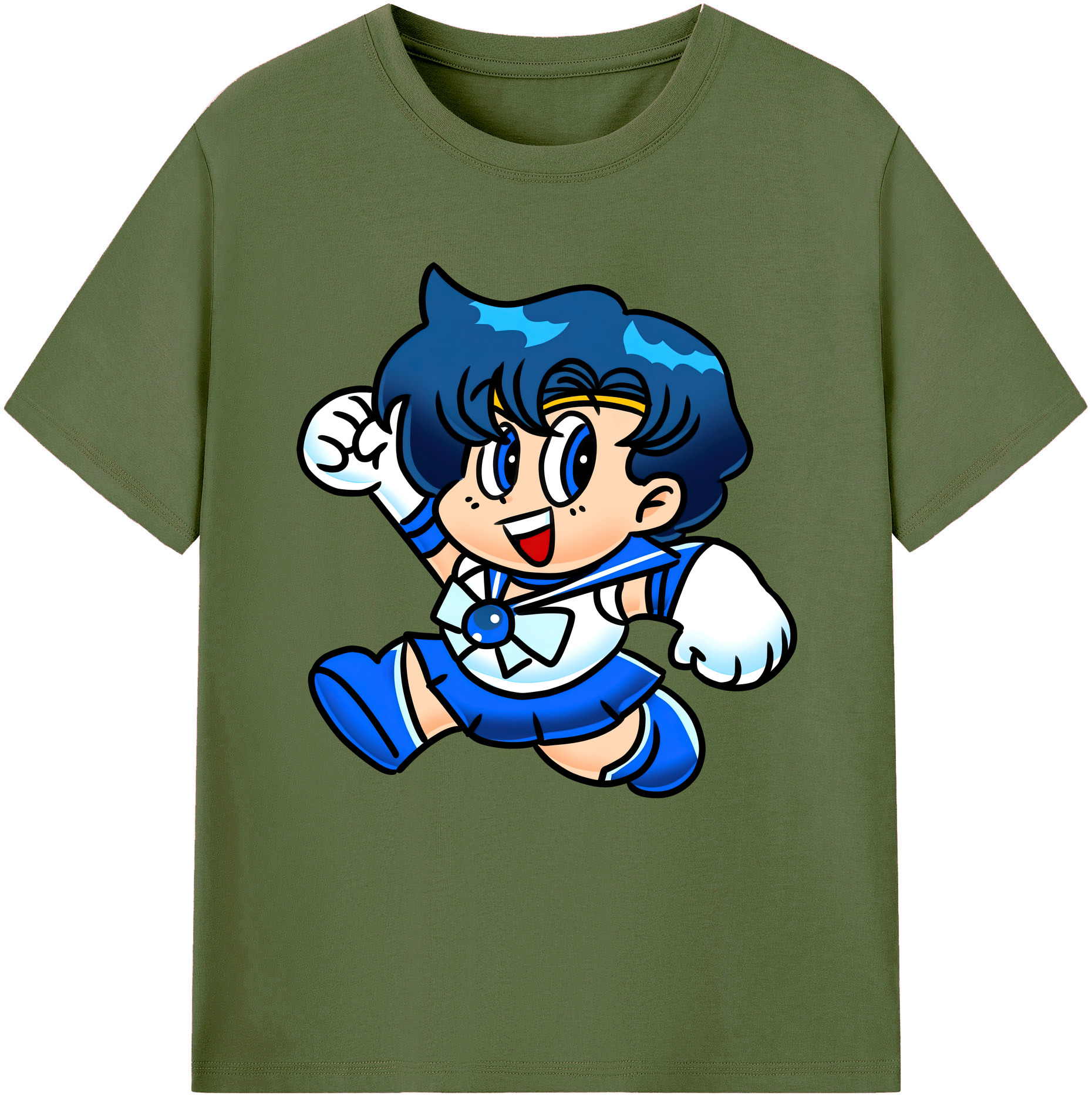 （画像用） 美少女戦士セーラームーン 水野 亜美 みずの あみ Sailor Moon Mizuno Ami 綿100％半袖Tシャツ（フロントプリント）